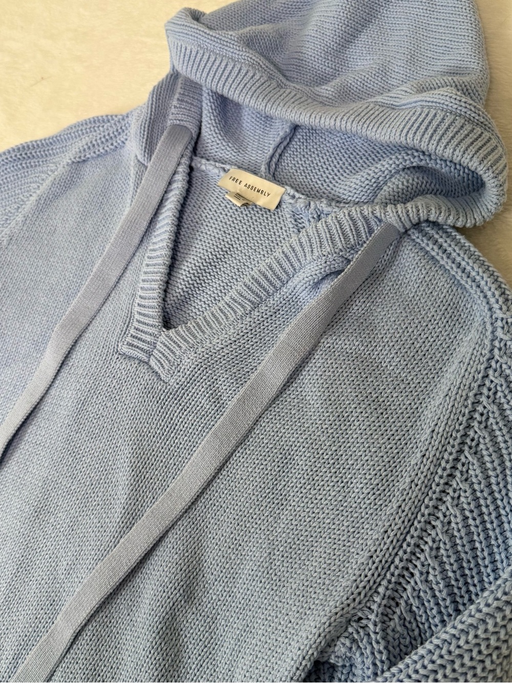 Free Assembly Light Blue Knit Hooded Sweater